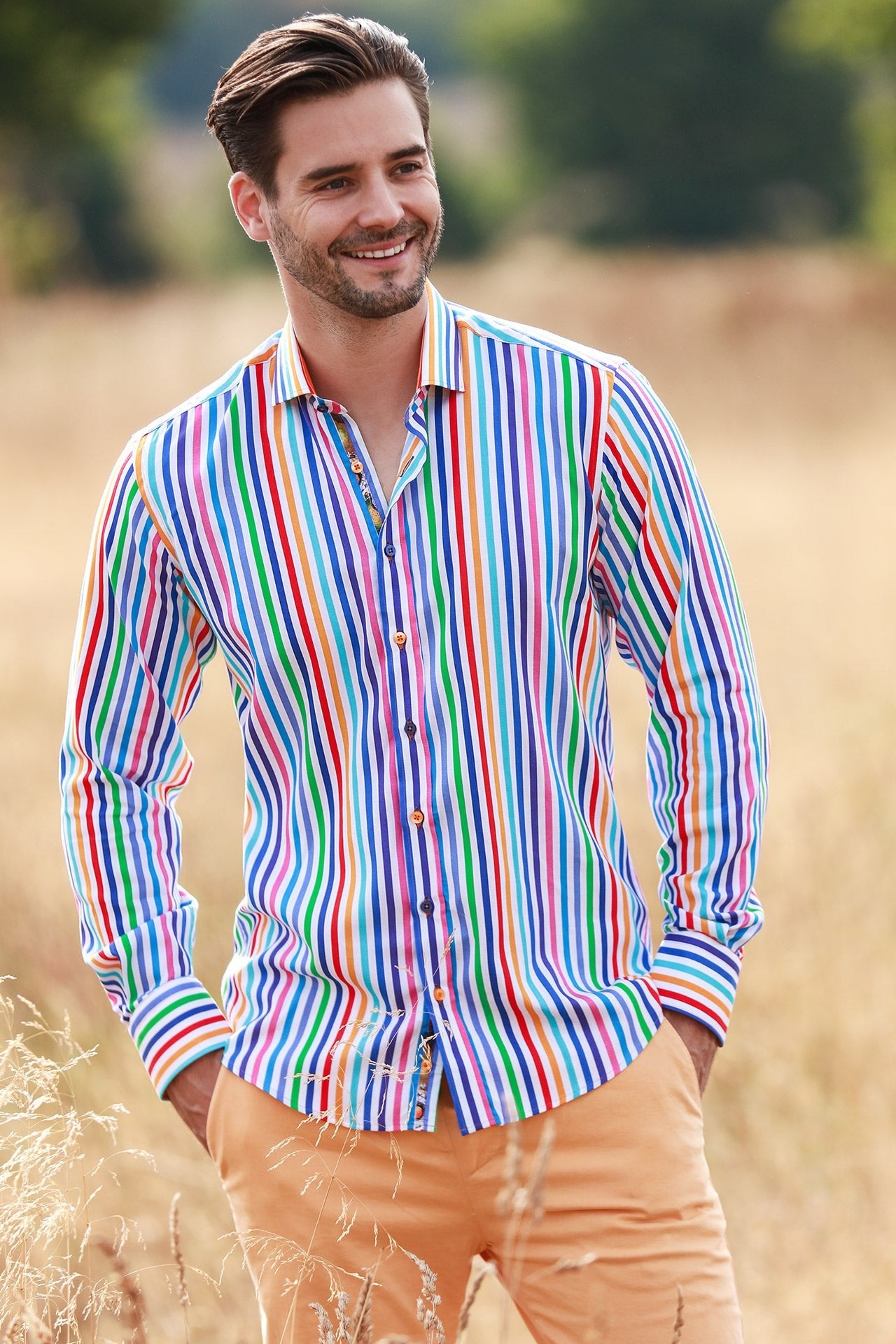 TENCEL MULTICOLOUR STRIPE PRINT SHIRT - Claudio Lugli Shirts