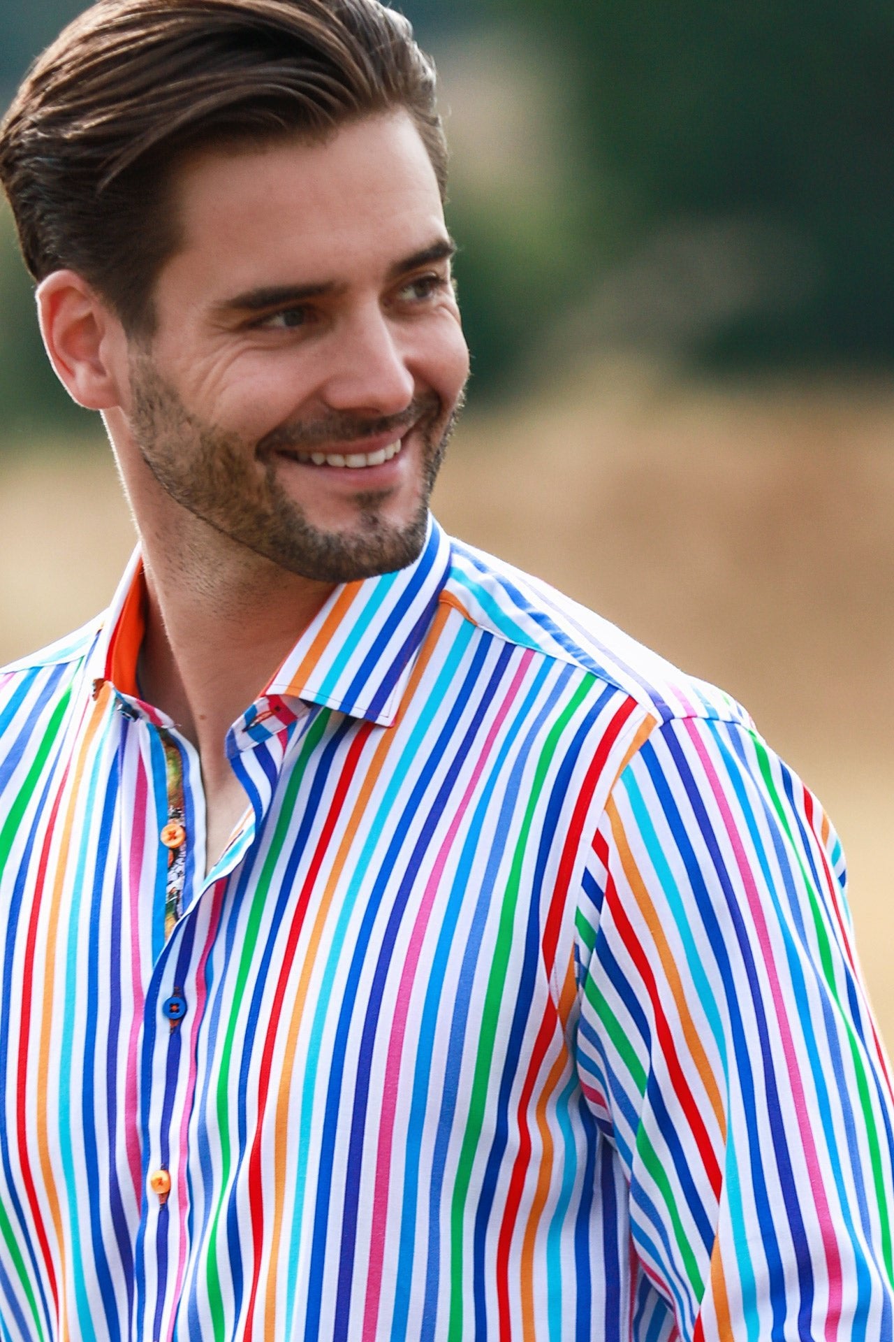 TENCEL MULTICOLOUR STRIPE PRINT SHIRT - Claudio Lugli Shirts