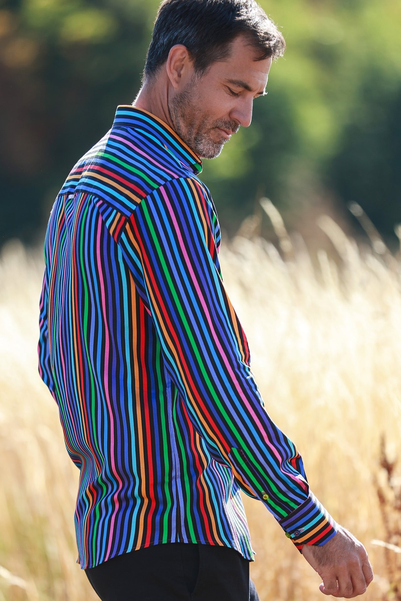 TENCEL MULTICOLOUR STRIPE PRINT SHIRT - Claudio Lugli Shirts