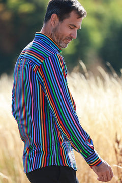 TENCEL MULTICOLOUR STRIPE PRINT SHIRT - Claudio Lugli Shirts