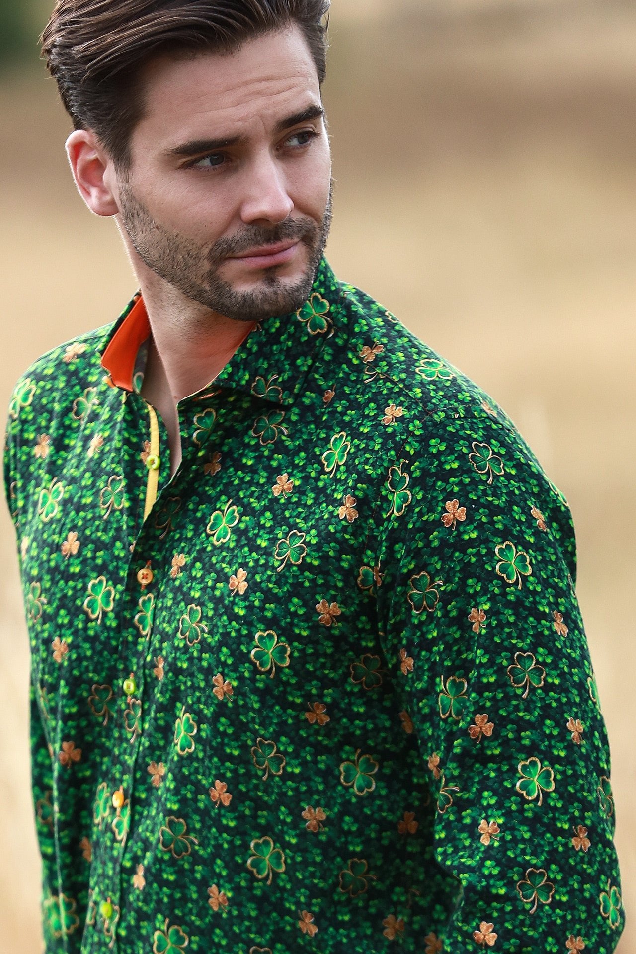 TENCEL SHAMROCK EMERALD PRINT SHIRT - Claudio Lugli Shirts
