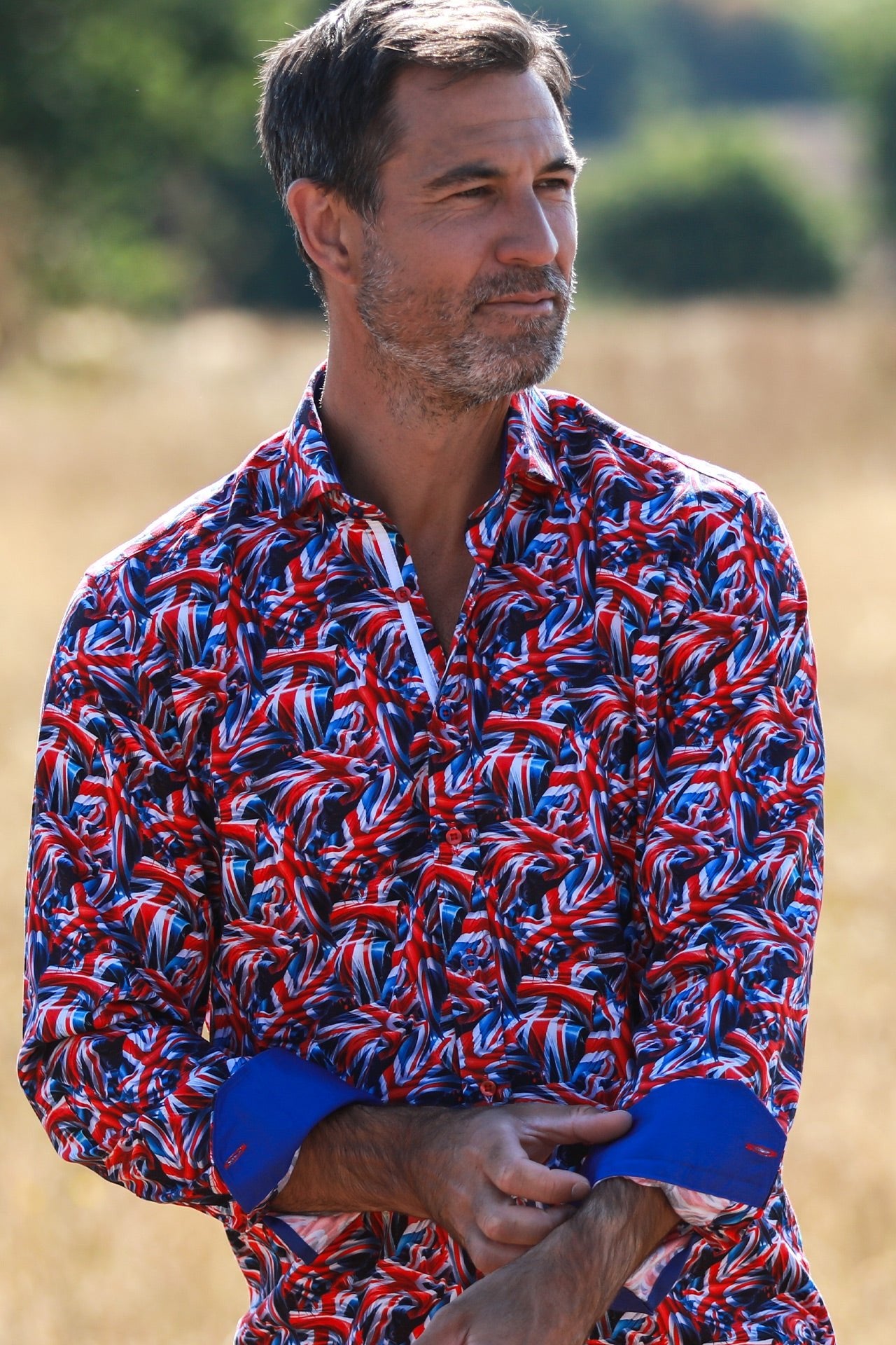 TENCEL UNION JACK PRINT SHIRT - Claudio Lugli Shirts
