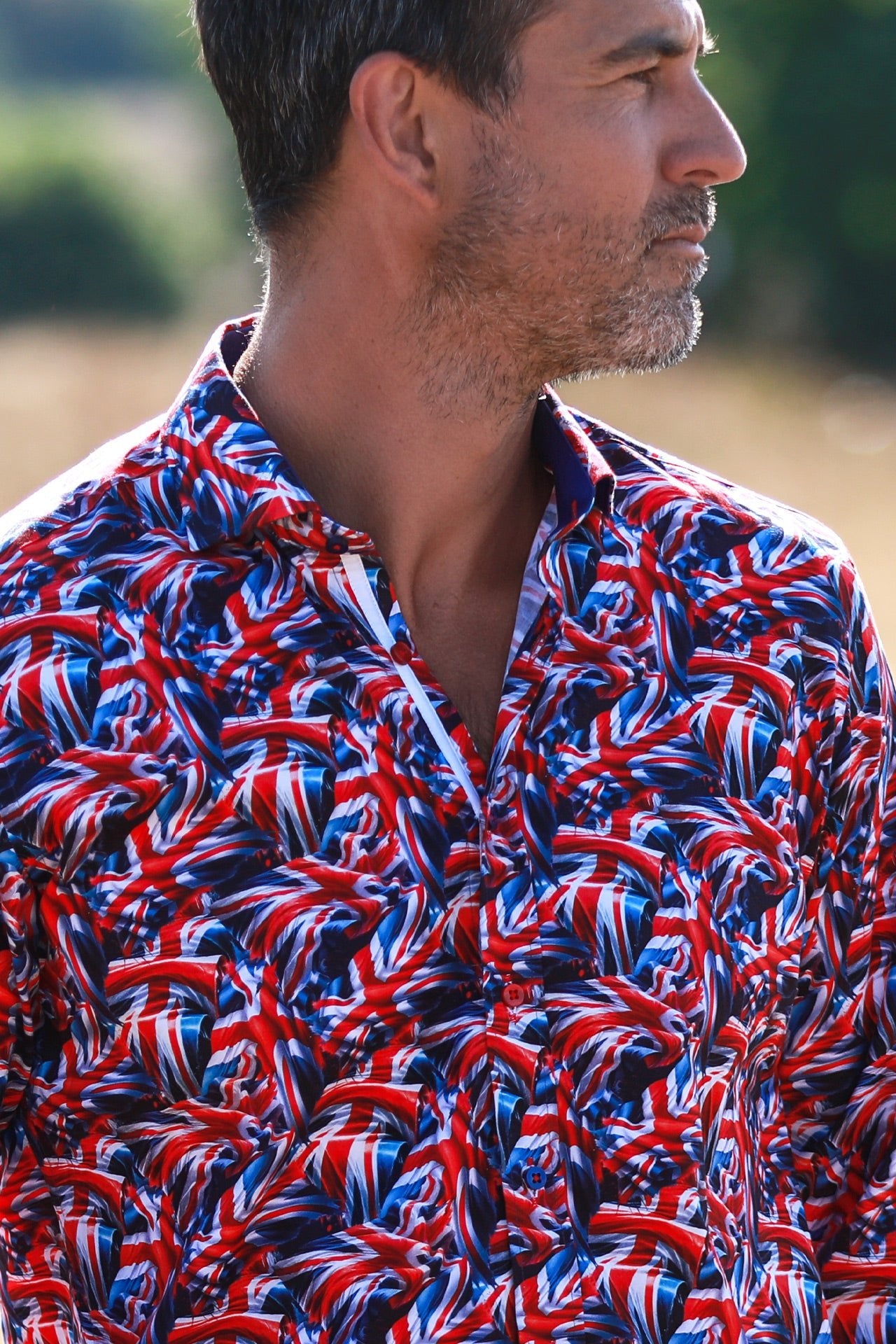 TENCEL UNION JACK PRINT SHIRT - Claudio Lugli Shirts