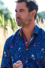 TENCEL XMAS GLITTER PRINT SHIRT - Claudio Lugli Shirts