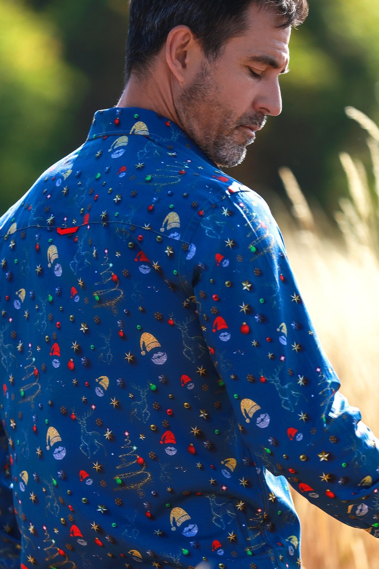 TENCEL XMAS GLITTER PRINT SHIRT - Claudio Lugli Shirts