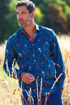TENCEL XMAS GLITTER PRINT SHIRT - Claudio Lugli Shirts