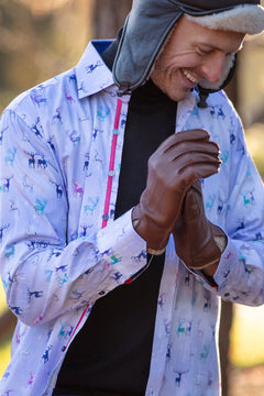 TENCEL XMAS REINDEER PRINT SHIRT - Claudio Lugli Shirts