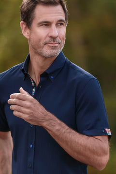 Textured Classic Seersucker Short Sleeve Shirt - Claudio Lugli Shirts