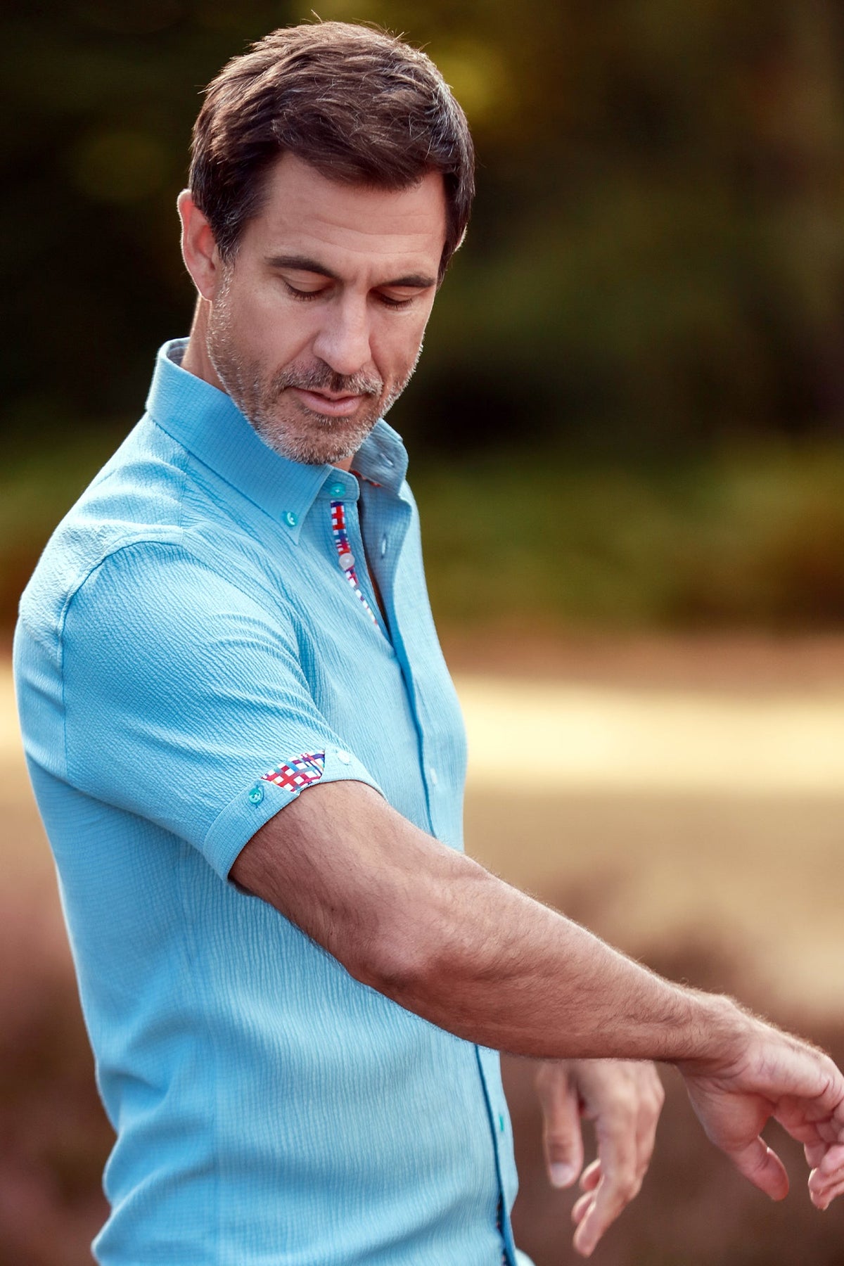 Textured Classic Seersucker Short Sleeve Shirt - Claudio Lugli Shirts