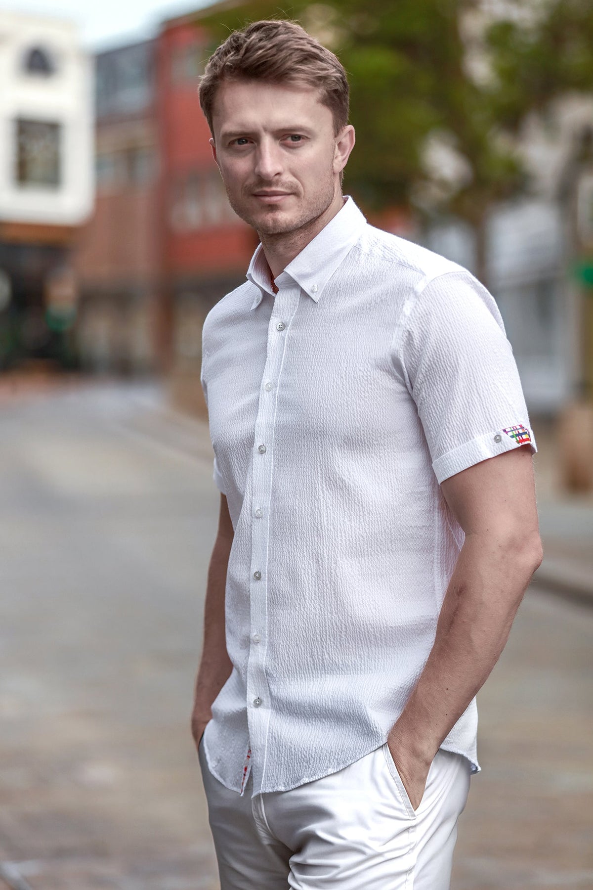 Textured Classic Seersucker Short Sleeve Shirt - Claudio Lugli Shirts