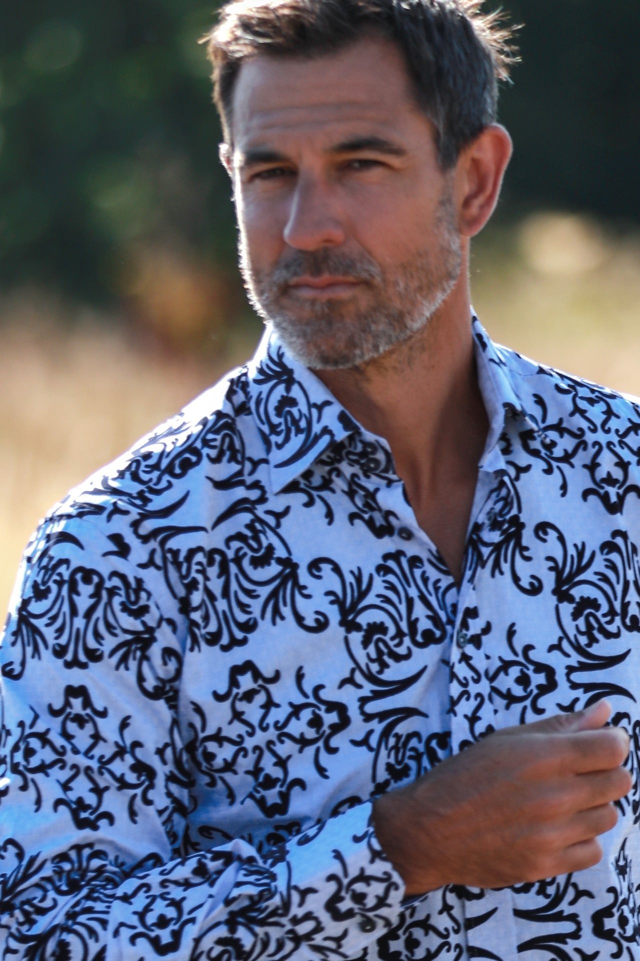 TEXTURED FLORAL FLOCKING PRINT SHIRT WITH LUXURY VELVET STYLE FINISH - Claudio Lugli Shirts