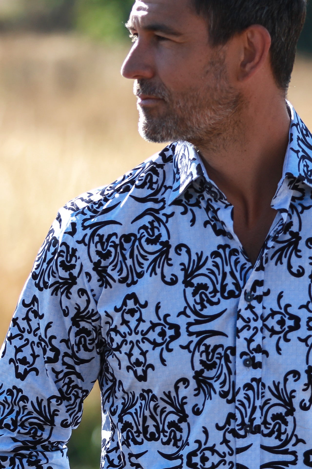 TEXTURED FLORAL FLOCKING PRINT SHIRT WITH LUXURY VELVET STYLE FINISH - Claudio Lugli Shirts
