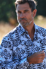 TEXTURED FLORAL FLOCKING PRINT SHIRT WITH LUXURY VELVET STYLE FINISH - Claudio Lugli Shirts