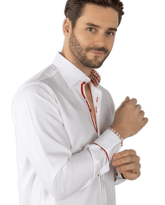 Textured Jacquard Houndstooth Insert Shirt - Claudio Lugli Shirts