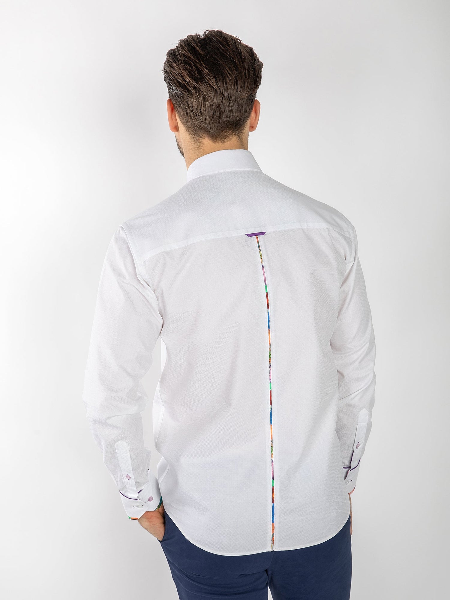 TEXTURED JACQUARD SHIRT W/ AMETHYST INSERT - Claudio Lugli Shirts