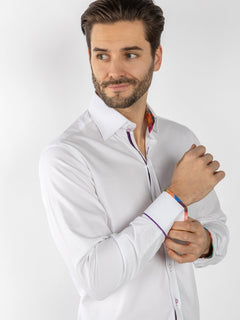 TEXTURED JACQUARD SHIRT W/ AMETHYST INSERT - Claudio Lugli Shirts