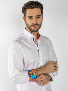 TEXTURED JACQUARD SHIRT W/ AMETHYST INSERT - Claudio Lugli Shirts