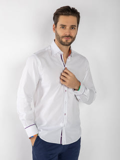 TEXTURED JACQUARD SHIRT W/ AMETHYST INSERT - Claudio Lugli Shirts