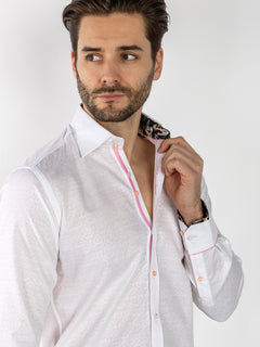 TEXTURED JACQUARD SHIRT W/ DARK FLORAL INSERT - Claudio Lugli Shirts