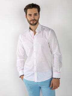 TEXTURED JACQUARD SHIRT W/ DARK FLORAL INSERT - Claudio Lugli Shirts