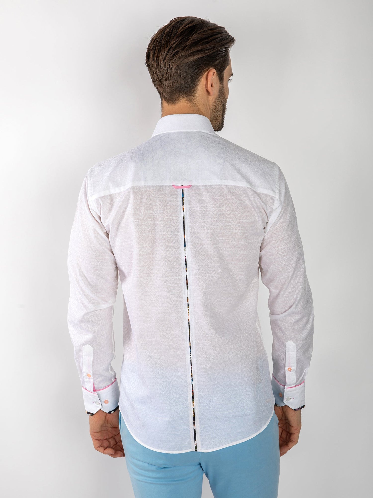 TEXTURED JACQUARD SHIRT W/ DARK FLORAL INSERT - Claudio Lugli Shirts