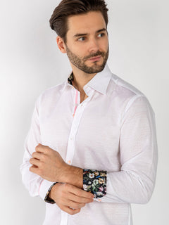 TEXTURED JACQUARD SHIRT W/ DARK FLORAL INSERT - Claudio Lugli Shirts