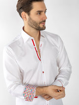 TEXTURED JACQUARD SHIRT W/ HOUNDSTOOTH INSERT - Claudio Lugli Shirts