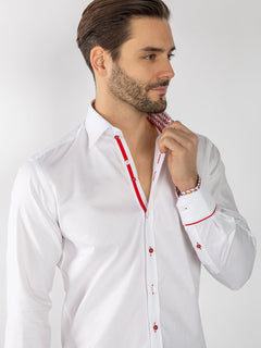 TEXTURED JACQUARD SHIRT W/ HOUNDSTOOTH INSERT - Claudio Lugli Shirts