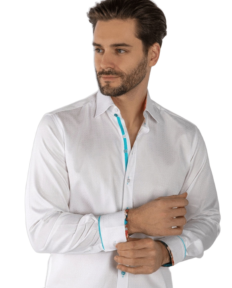 Textured Jacquard Shirt W/ Vibrant Floral Insert - Claudio Lugli Shirts