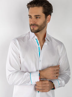 TEXTURED JACQUARD SHIRT W/ VIBRANT FLORAL INSERT - Claudio Lugli Shirts