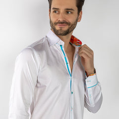 TEXTURED JACQUARD SHIRT W/ VIBRANT FLORAL INSERT - Claudio Lugli Shirts