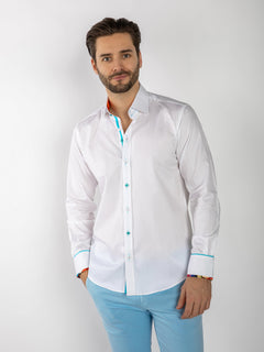 TEXTURED JACQUARD SHIRT W/ VIBRANT FLORAL INSERT - Claudio Lugli Shirts