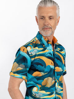 THE CELESTIAL WAVE SURFER PRINT SHIRT - Claudio Lugli Shirts