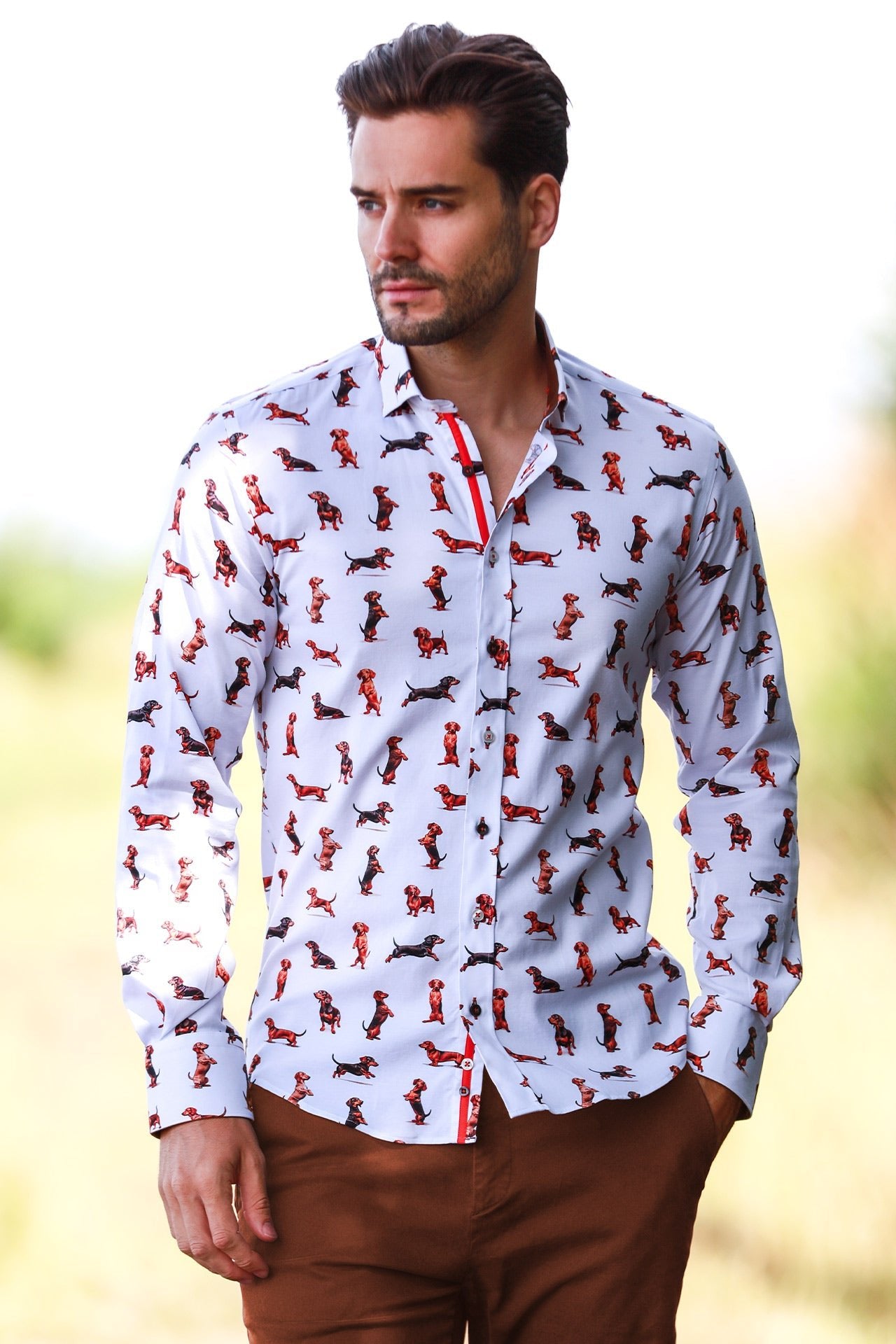 THE DACHSHUND TENCEL PRINT SHIRT - Claudio Lugli Shirts