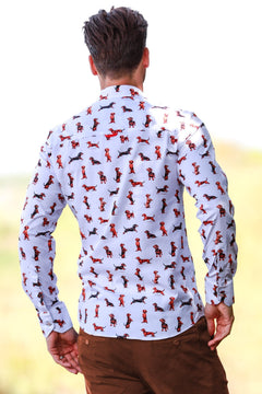 THE DACHSHUND TENCEL PRINT SHIRT - Claudio Lugli Shirts