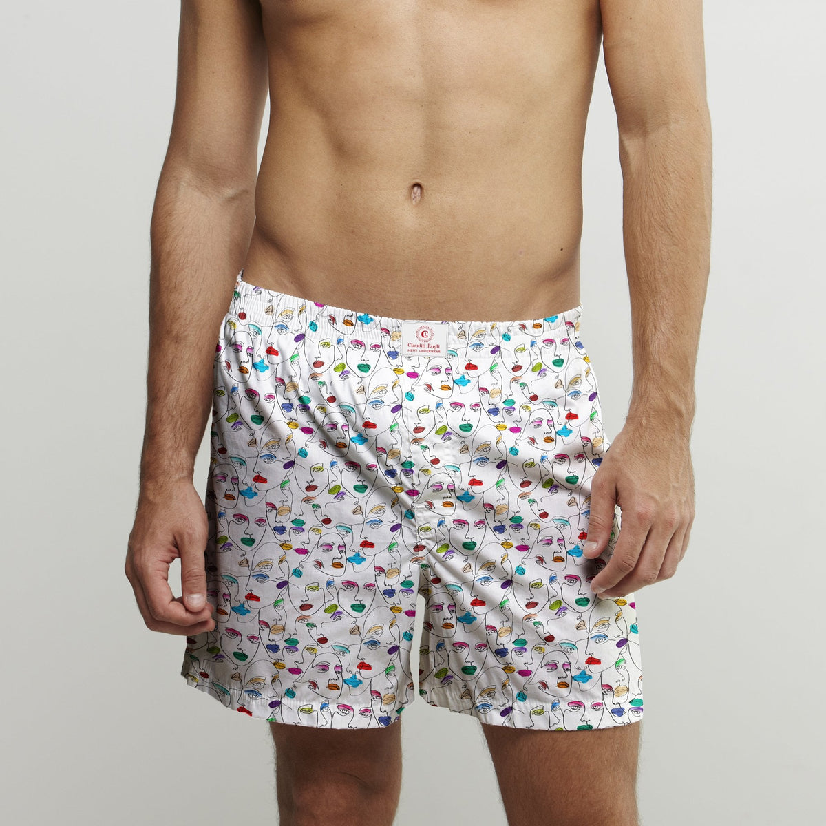CLAUDIO LUGLI Girl Face Cotton Poplin Boxer Shorts