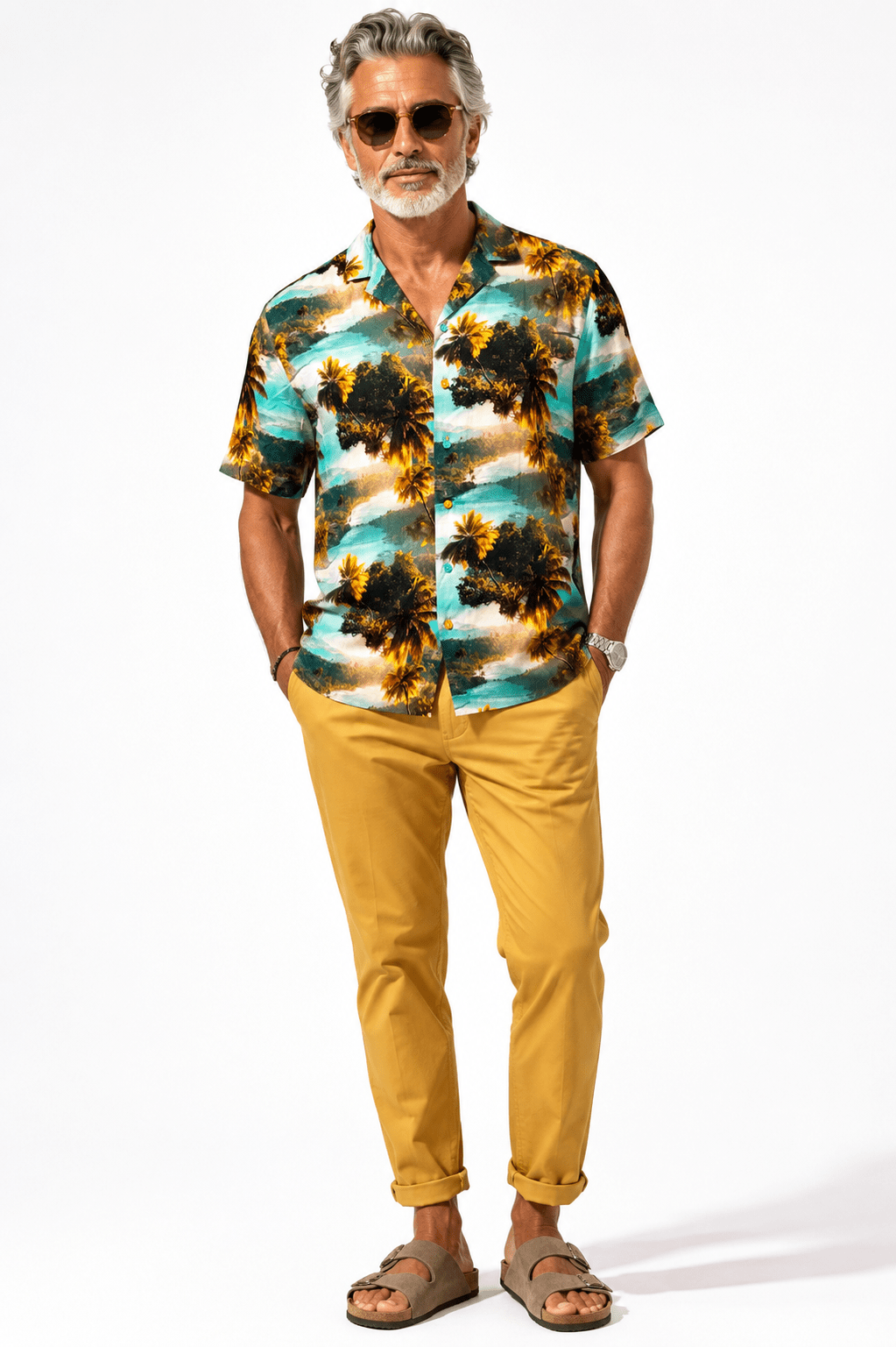 THE GOLDEN PALM TREES HAWAIIAN SHIRT - Claudio Lugli Shirts