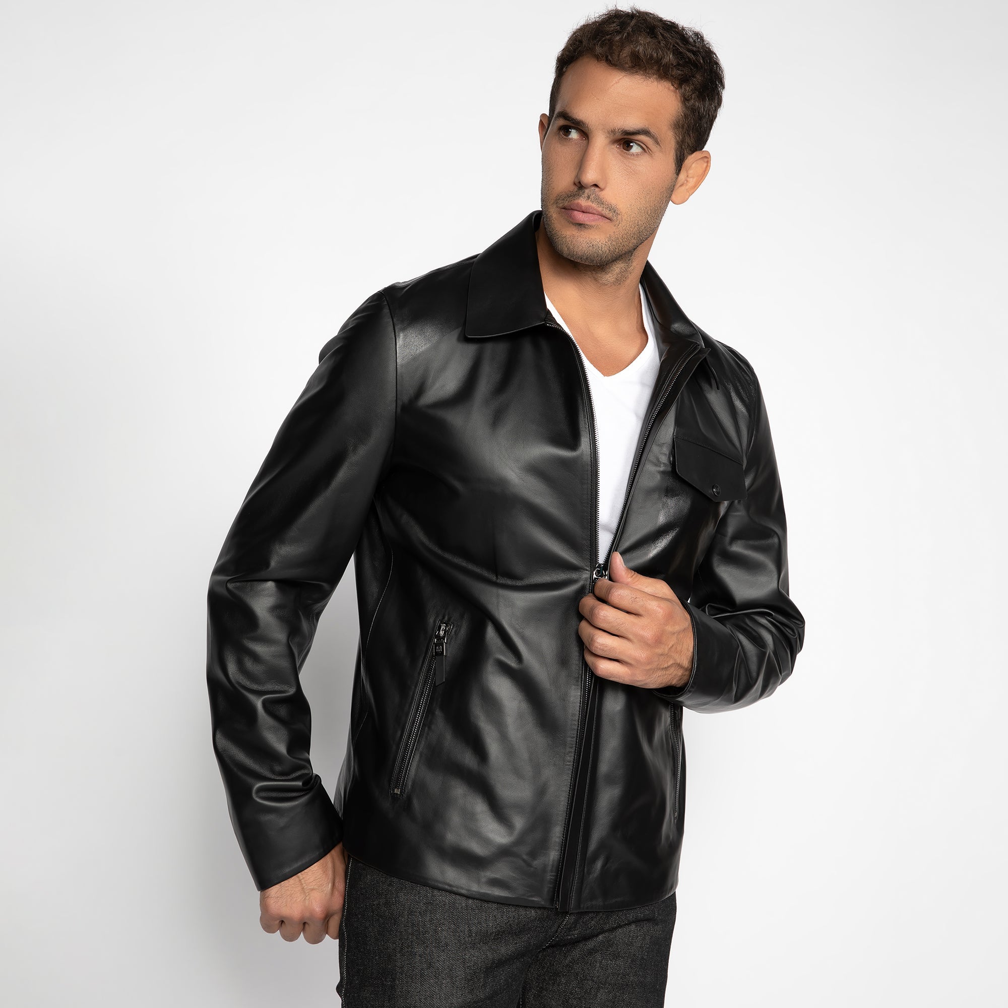 The Jet Black Leather Jacket – Claudio Lugli Shirts