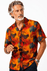 THE MIDNIGHT TROPICAL LEAVES HAWAIIAN SHIRT - Claudio Lugli Shirts