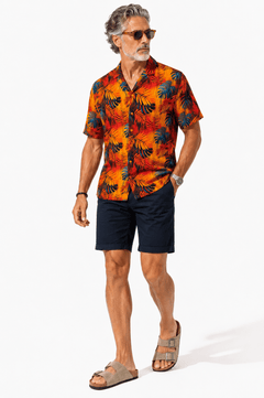 THE MIDNIGHT TROPICAL LEAVES HAWAIIAN SHIRT - Claudio Lugli Shirts