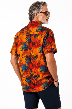 THE MIDNIGHT TROPICAL LEAVES HAWAIIAN SHIRT - Claudio Lugli Shirts