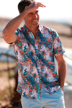 THE PEACOCK GARDEN - Premium Men's Patterned Shirt by Claudio Lugli | Bold Design, Tailored Fit, Best Printed Shirts