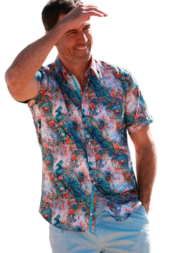 The Peacock Garden Short Sleeve Print Shirt - Claudio Lugli Shirts