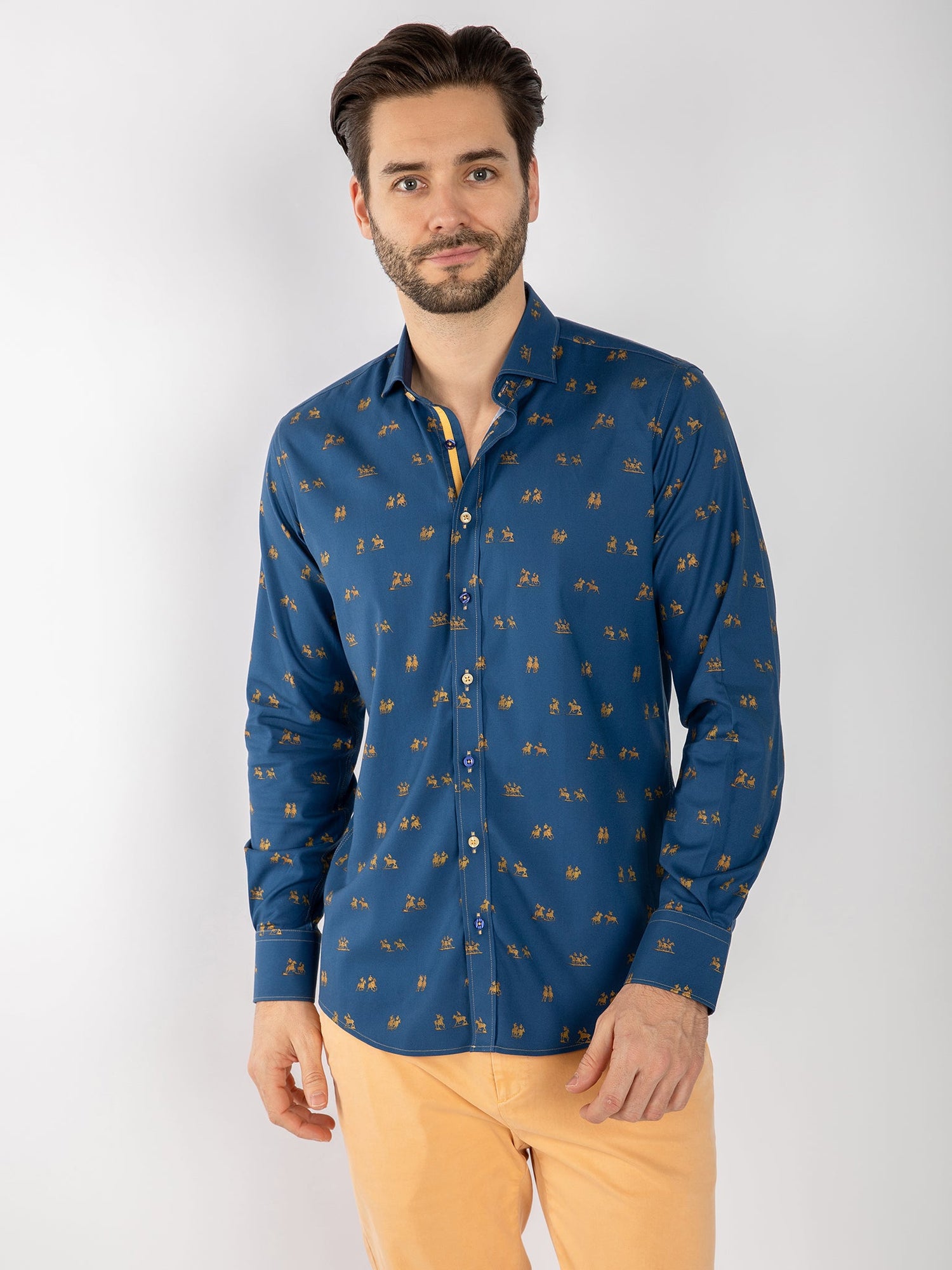 THE POLO PLAYER TENCEL PRINT SHIRT - Claudio Lugli Shirts