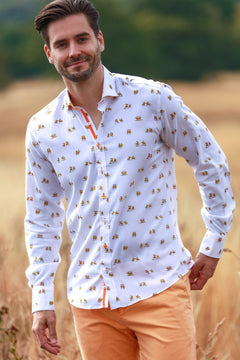 THE POLO PLAYER TENCEL PRINT SHIRT - Claudio Lugli Shirts