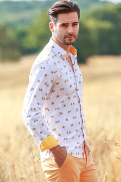 THE POLO PLAYER TENCEL PRINT SHIRT - Claudio Lugli Shirts
