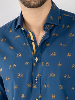 THE POLO PLAYER TENCEL PRINT SHIRT - Claudio Lugli Shirts