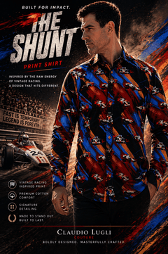 THE SHUNT – MEN'S VINTAGE RACING PRINT SHIRT - Claudio Lugli Shirts