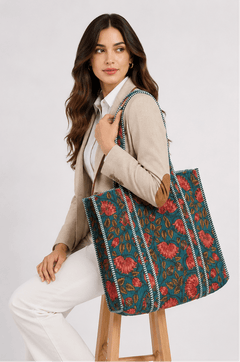 THE WILDFLOWER QUILTED TOTE BAG - Claudio Lugli Shirts