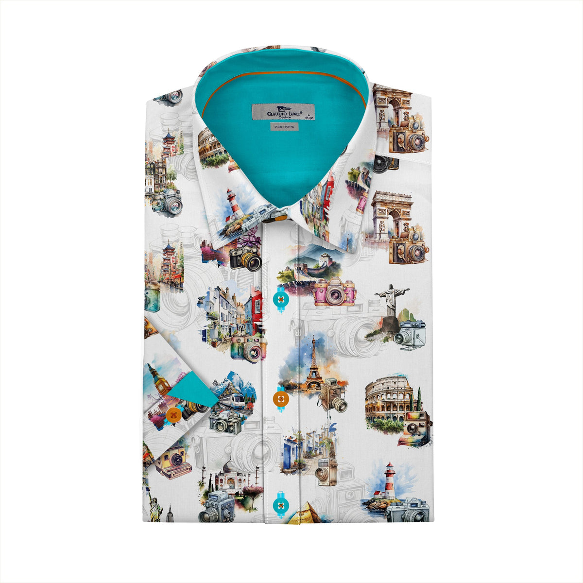World Lens Camera Print Short Sleeve Shirt